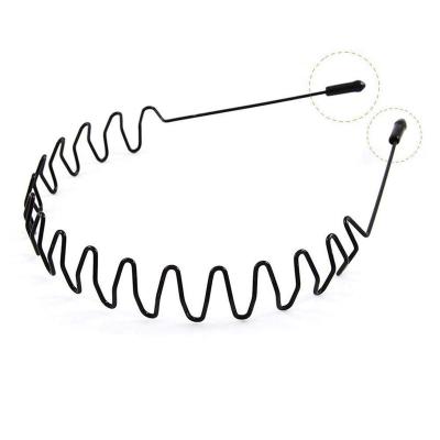 China Hair Decoration Metal Hair Bands Headbands Spring Sports Unisex Black Wavy Headband For Men Hair Band Circle Clips for sale