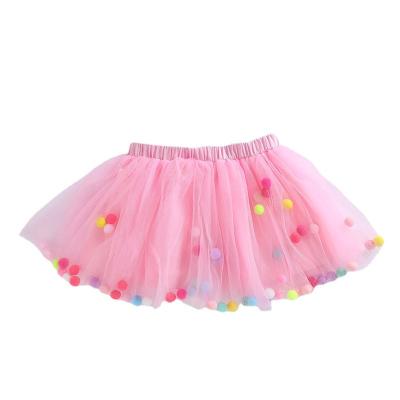 China Breathable Kids Baby Tutus Skirt Kids Princess Tutu Tulle Mesh Skirts With Ball Decoration for sale