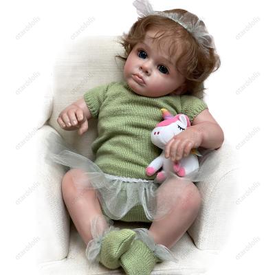 China 20 Inch Reborn Artist Dolls Painted Curly Hair Bebe Reborn For Children Realistic Soft Vinyl Toy Reborn Baby Doll Toy for sale