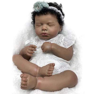 China Realistic Black Soft Skin Toy 19Inch Bebe Newborn Dolls Loulou Girl Reborn Baby Dolls For Kids Gifts for sale