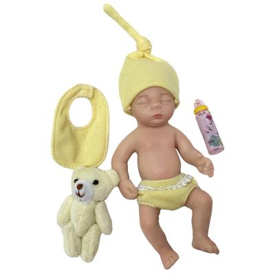 China 6 Inch Full Solid Silicone Bebe Reborn Baby Doll Lifelike Newborn Baby Soft Toy for sale