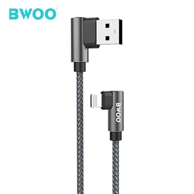 China BWOO mobile phone 8pin elbow usb cable high quality nylon braided 90 angle usb cable for iphone for sale