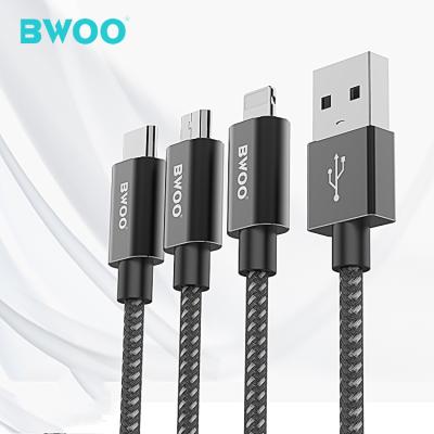 China High Quality BWOO USB Mobile Phone Date Cable 3A Nylon Braided Drauble USB Charging Cable for sale