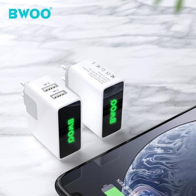 China BWOO Mobile Phone Original Led Logo Display Home Charger ABS Material For Samsung 2.4a Mobile Phones Charger Fast for sale