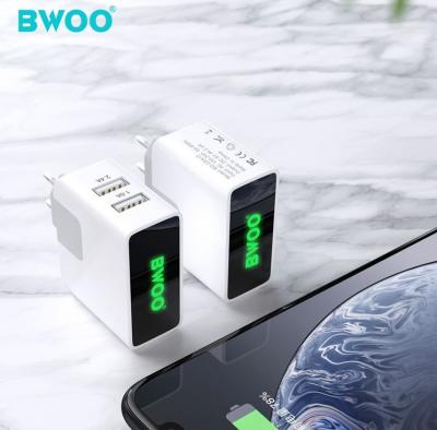 China Wholesale Logo 2.4a Universal Android Phone OEM Charger Europe BWOO Mobile Phone Dual USB Wall Charger for sale