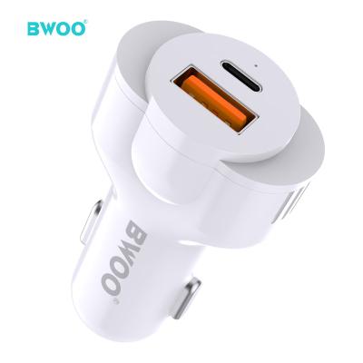 China Wholesale 30w Type C Phone Car Chargers PC Material 2.4a USB Car Fast Charging Simple Mobile Phone BWOO Charger for sale