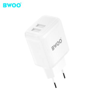 China High Quality 2021 New Design Mobile Phone Mini EU Travel Adapter 5V2.4A Dual USB Wall Charger for sale