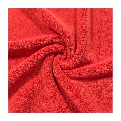 China Ollie Polar Fabric Sales 95% Polyester 5% Spandex Viable Red Dyed Soft Fleece for sale