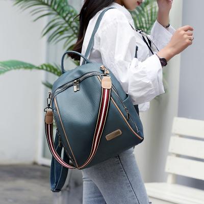 China None Fashion Simple Waterproof Soft Leather Women's PU Backpack Women's School Bag Korean Style Small Messenger Backpack for sale