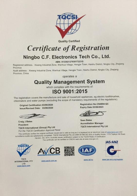 ISO9001 - Ningbo C.f Electronic Tech Co., Ltd.