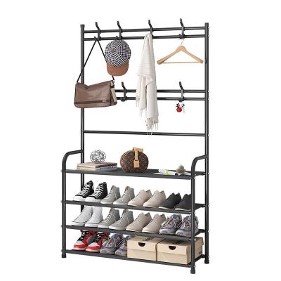 China PINPINFAMILY Adjustable Living Room Furniture Portable Metal Rack Shelf (Other) Shoes Organizer Storage 4 Layers Shoes Rack for sale