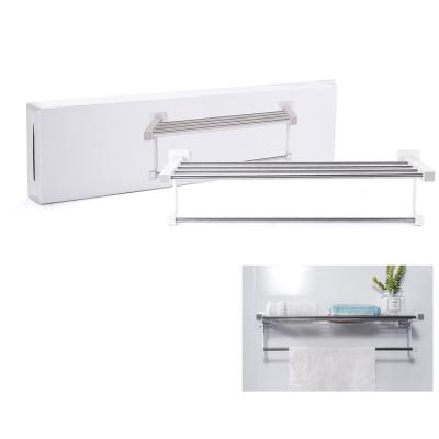 China Fashion Pinpinfamily Wholesale New Product Bathroom Use White Stainless Steel Wall Mounted Towel Rack for sale