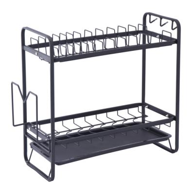 China Pinpinfamily New Black Sustainable Metal Stainless Steel Kitchen Dish Storage Dish Storage Drain Rack Black Dirt-resistant for sale