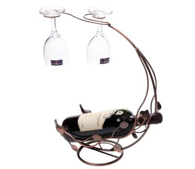 China Newest Pinpinfamily Creative Boat Type Viable Design With Flower Leaf Hang Red Wine Glass Rack Dual-Use for sale