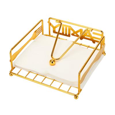 China Useful Modern Stainless Steel Tableware Gold Pinpinfamily Napkin Rack Accessories Hotel Restaurant Table Gold Napkin Holder for sale