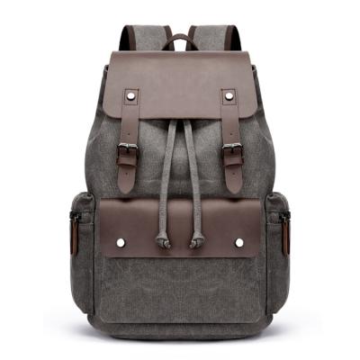 China Large capacity anti-theft casual men's canvas bag travel drawstring management computer backpack men's mlitifunction students backpack for sale