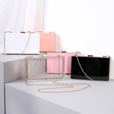 China Simple Hot Selling Transparent Evening Clutch Bag Ladies Cross - Body Purse Chain Box Clutch Bag for sale