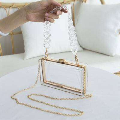 China Fashion Simple Hot Selling Transparent Evening Clutch Ladies Grab Purse Women Shoulder Acrylic Chain Cross Double - Body Bag Purse for sale