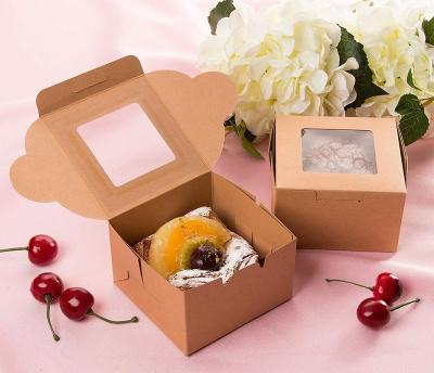 China Disposable Kraft Paper Window Box Cake Food Package Box Pie And Cookie Box for sale