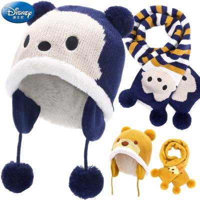 China COMMON Customize Disney Kid's Beanie Washed Hat Winter Hats Beanie Winter Hats And Women Knitted Scarf Sets for sale