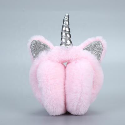 China Soft Touch Feeling Luxurious Warm Pink Unicorn Fur EarMuffs For Winter for sale