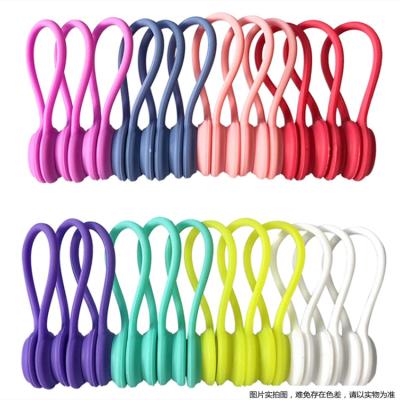 China For Earbuds Twist Ties Magnet Rope Winder Wrap Silicone Colorful Magnetic Strong Cable Ties for sale