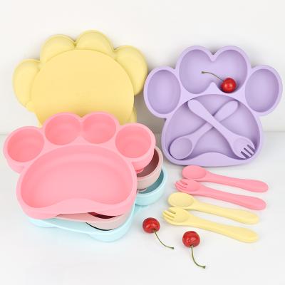 China Food Grade Soft Wholesale Soft Silicone Feeding Dish Set Cute Baby Suction Food Dining Dish for sale