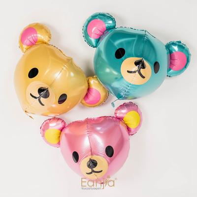 China Teddy Bear Head Foil Balloons 25in Animal Aluminum Float Gift Toy Eanjia 3D Cartoon Balloon Birthday Party Decoration By Helium for sale