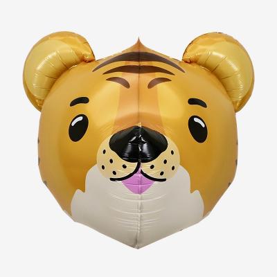 China Animal Tiger Head Foil Balloons 28in Cartoon Gift Toy Eanjia 3D Animal Balloon Birthday Party Decoration Aluminum Float By Helium for sale