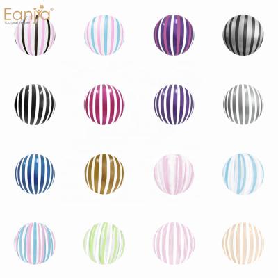 China Toy Gift Toy Eanjia 18inch Printed Stripe Bubble Balloons Kids Birthday Party Toy Metallic Black White Bobo Globos For Helium for sale