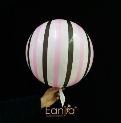 China Gift Toy Gift Toy Eanjia 18inch Printed Metallic White-pink and Black Stripe Bubble Balloons Gender Reveal Bobo Balloon for sale