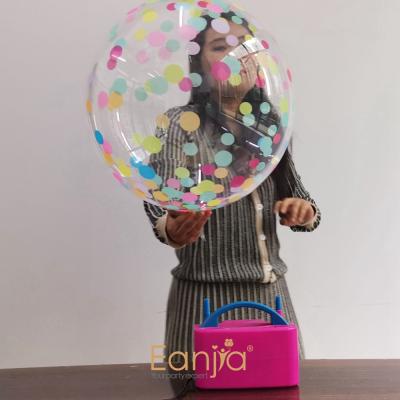 China Toy Gift Toy Eanjia 18inch Printed Yellow Confetti Bubble Balloons Ball Shaped Balloon For Baby Shower Party Supplies for sale