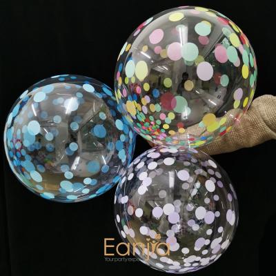 China Toy Gift Toy Eanjia 18inch Printed Confetti Muiltcolor Colorful Bubble Balloons Inflatable Helium Bobo Balloons for sale