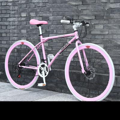 China Factory direct sales steel fixed speed bike airless bikes aluminum alloy frame male female student double 26 inch disc brake bicycle for sale