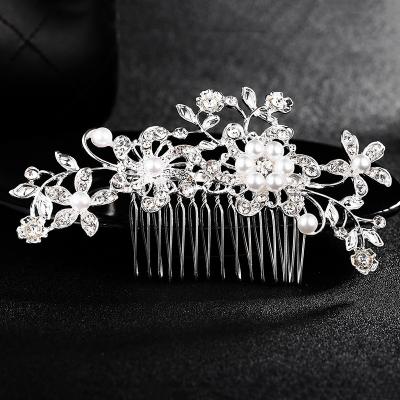 China Bridal Accessories Silver Flower Wedding Hair Pins Bridal Hair Comb Bridesmaid Hair Pieces Accessories For Women Wedding Bride for sale