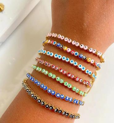 China Brass Lucky Eyes Bracelets Fashion Colorful All Color Jewelry Copper With Gold Plated for sale