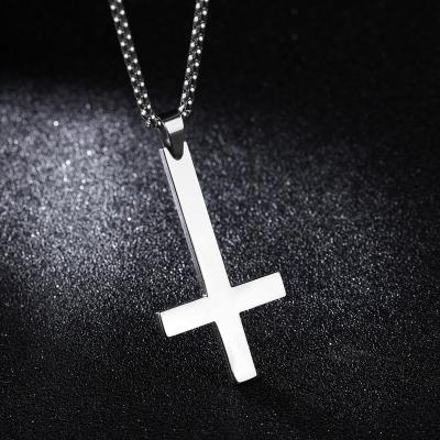 China FASHIONABLE Jewelry Stainless Steel Custom Personalized Chain Pendant Creative Inverted Cross Necklace For Men for sale