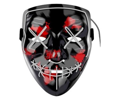 China Ktv AA Horror Halloween Party Plastic Battery Operated Led Mask With Black Bottom for sale