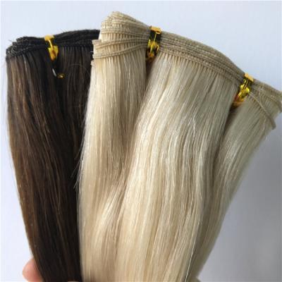 China New Style USA Style Double Cuticle Pulled Popular Silky Straight Virgin Handtied Wave Hair Weft Extension for sale