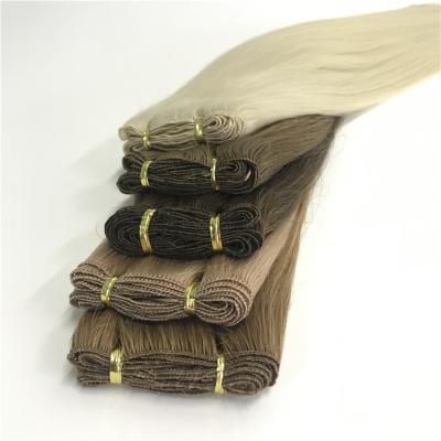 China Silky Straight Blonde Wave Hand Tied Russian Hair Weft 100% Remy Hair Extensions Factory Direct Supply for sale