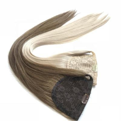 China 100% X-Ring Hair Ponytails Hair Extensions Double Drawn Wrap Around Clip In Ponytail Hair for sale