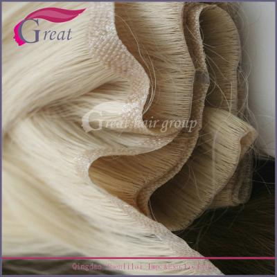 China Regular Wave No Silicone Process PU Skin Handtied Russian Virgin Hair for sale