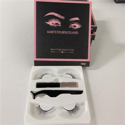 China Real Mink Eyelash Magnetic Eyelashes With Eyeliner 5 Pairs Kit Invisible Eye Lahs Natural Style Eyelash Supplier Direct Samples Private Label for sale