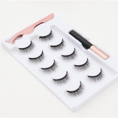 China Real Mink Eyelash Natural Invisible Strip Style Magnetic Eyelashes With 100% Handmade 3D Eyeliner Lashes Wholesale Price Samples Private Label Logo for sale