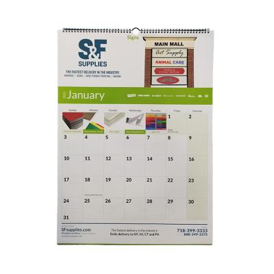 China 2022 Promotional Custom Full Color Spiral Binding A2 A3 Size Promotional Wall Calendar Printing for sale