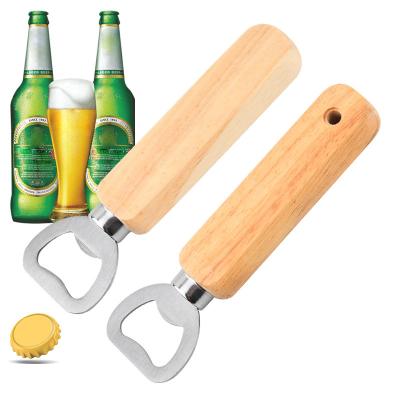 China Viable Wine Opener Bottle Opener Wooden Bartender Handle Beer Handheld Soda Wine Cap Glass Bottle Opener For Kitchen Home Bar for sale