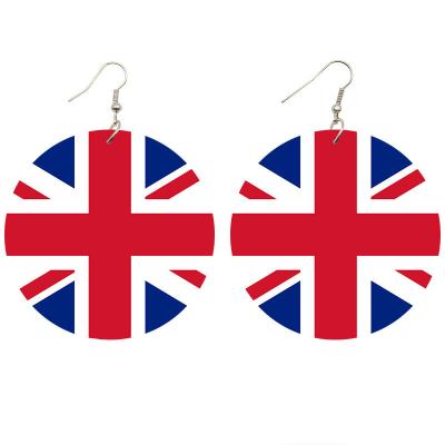 China Cute UK National Flag Loops JACK Design Print Dangle For UNIONS Great Britain England Wood Drop Earrings Women Gifts for sale