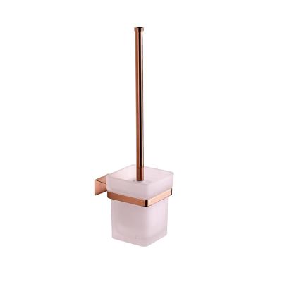 China Modern Wall Mounted Toilet Brush Holder Set With Cup Matte Black Bathroom Shelf Toilet Brush Bowl Frosted Glass Holder for sale