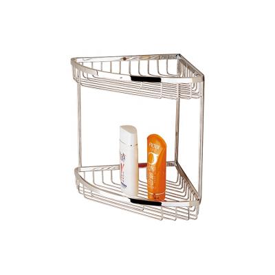 China Wall Mounted Type Multi-Functional Shelf Bathroom Corner Rack Soap Suction Two Tier Bathroom Shelf for sale