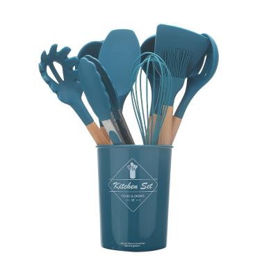 China Sustainable 11 Pcs Kitchen Utensils Suppliers Dark Blue Appliances Set Cooking Kitchen Utensils Set for sale